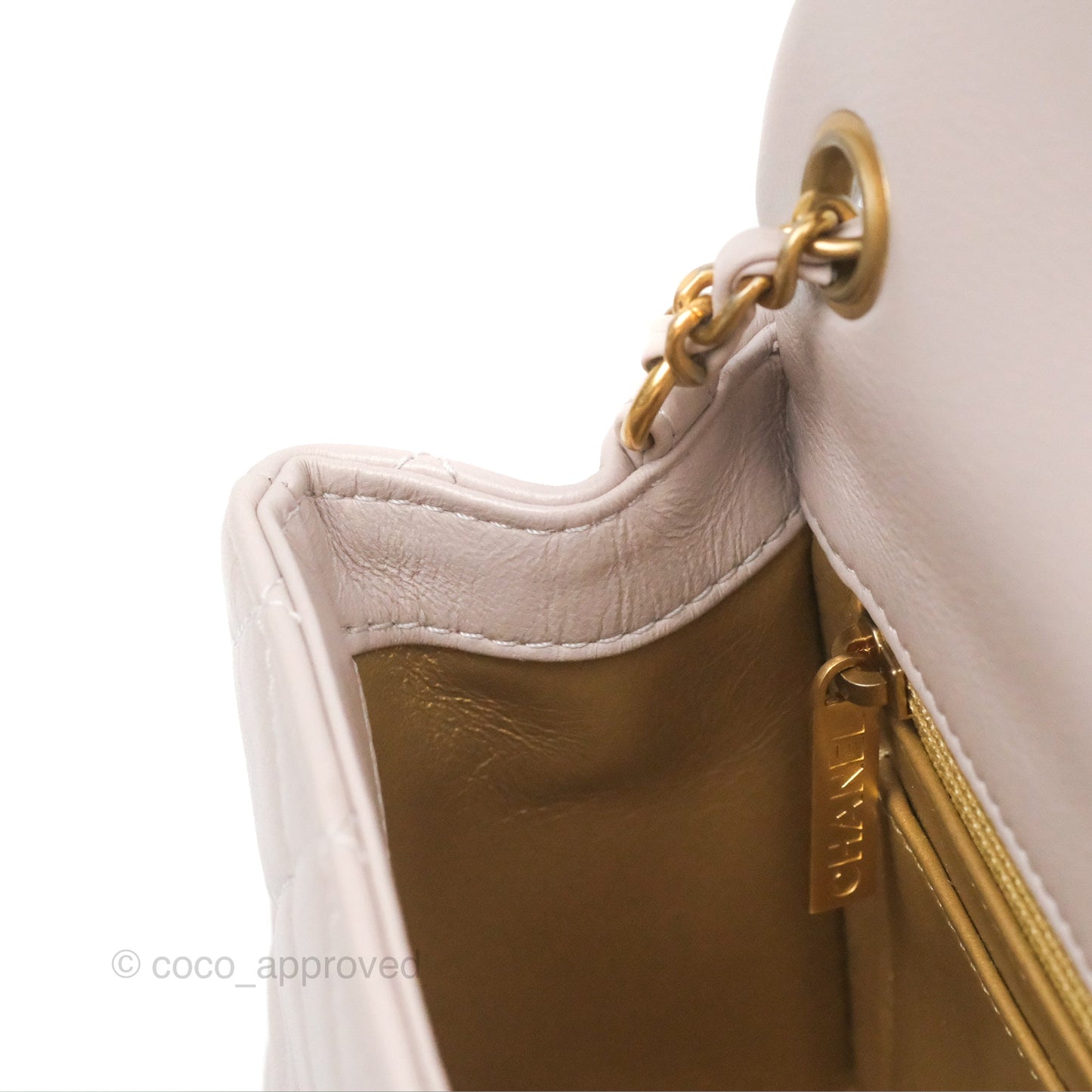 Chanel Mini Rectangular Pearl Crush Light Lilac Lambskin Aged Gold Hardware