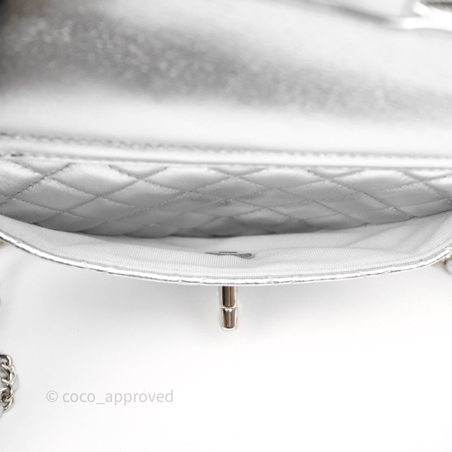 Chanel Large Heart Bag Metallic Silver Lambskin Silver Hardware 25B