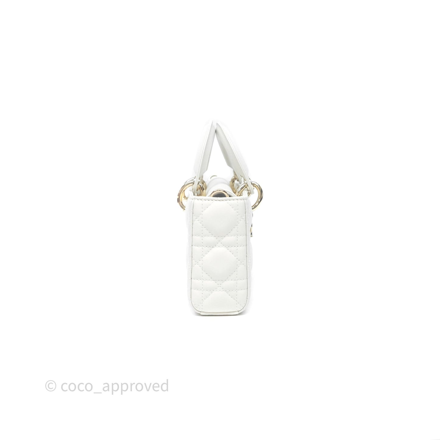 Dior Small Lady D-Joy Bag Ivory White Lambskin Cannage Gold Hardware