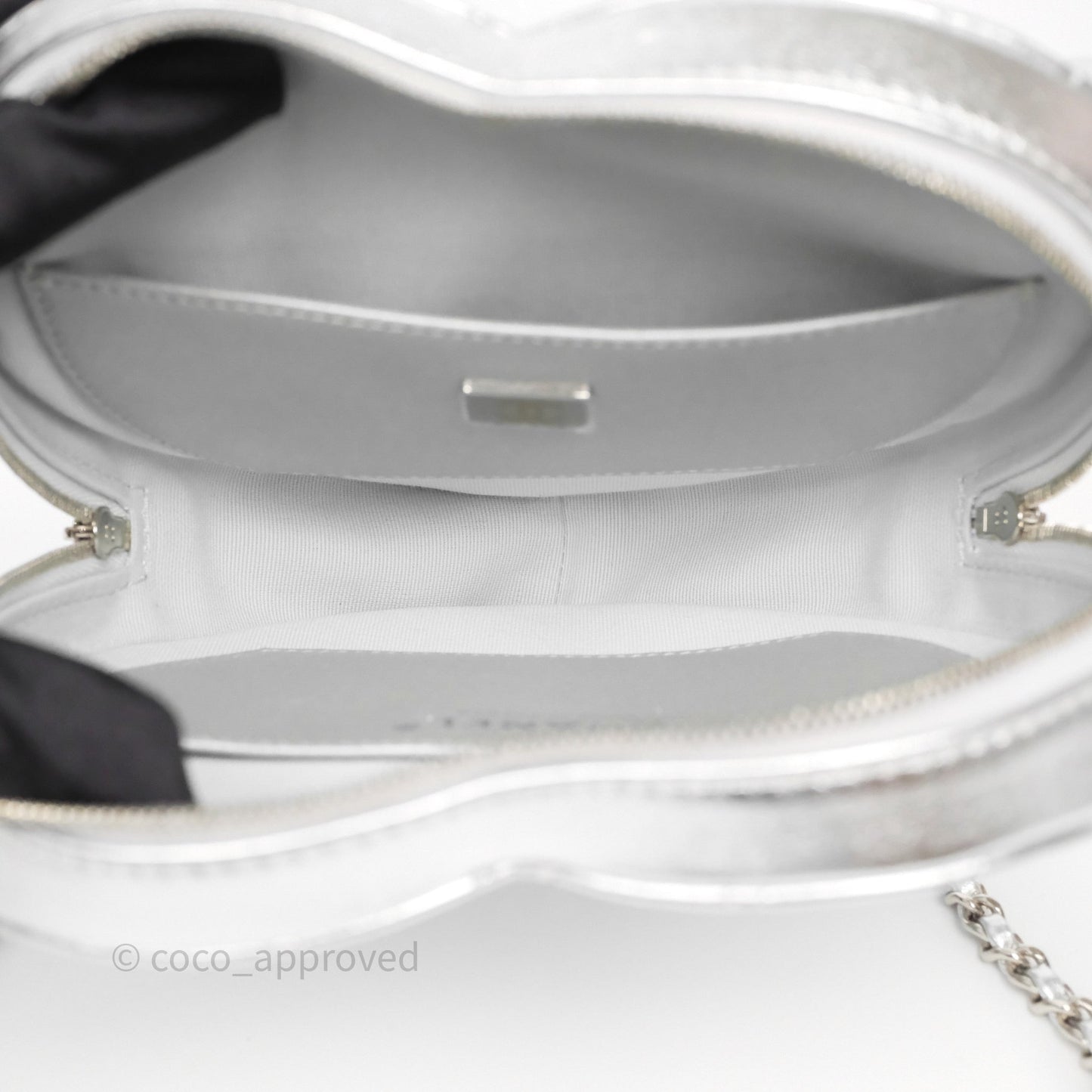 Chanel Large Heart Bag Metallic Silver Lambskin Silver Hardware 25B