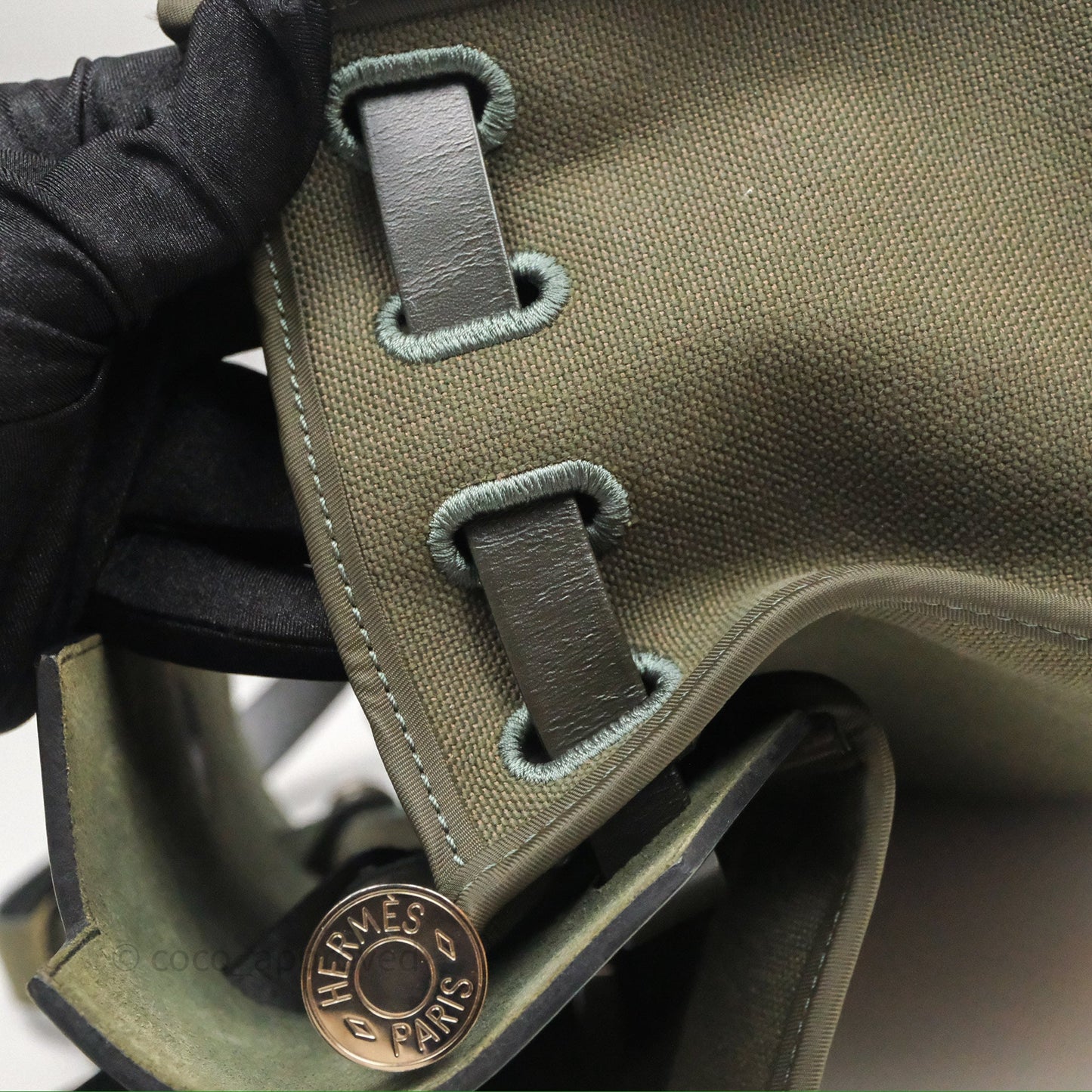 Hermès Herbag Zip 31 Khaki Canvas Palladium Hardware