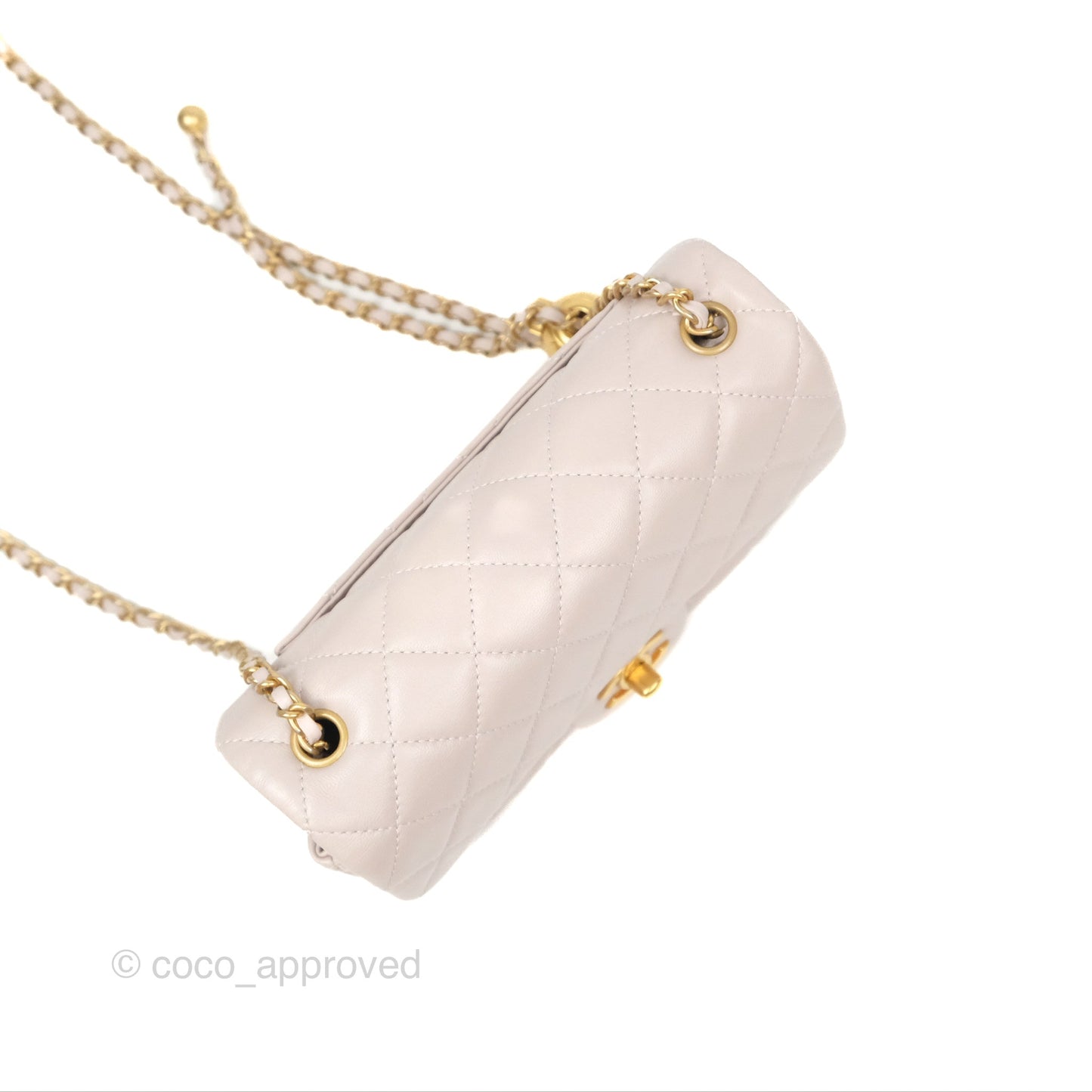 Chanel Mini Rectangular Pearl Crush Light Lilac Lambskin Aged Gold Hardware