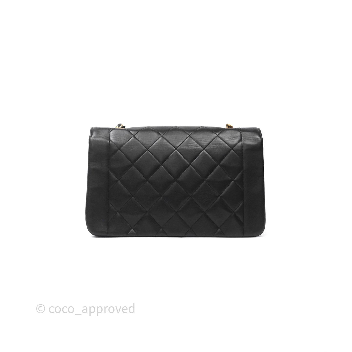 Chanel Vintage Medium Classic Diana Flap Bag Black Lambskin 24K Gold Hardware