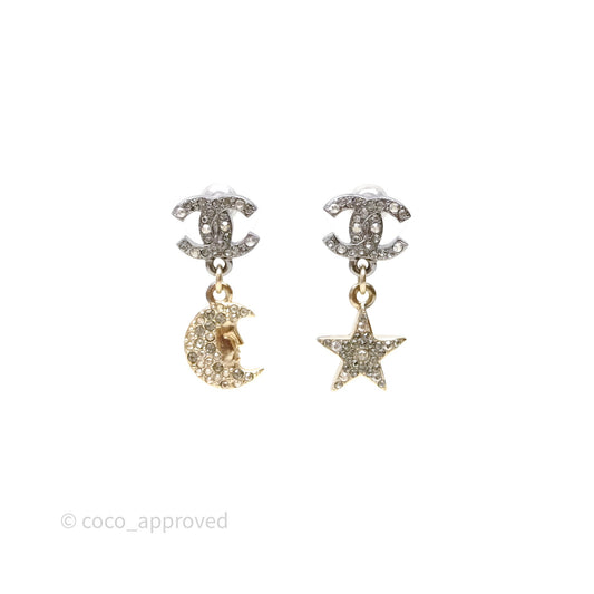 Chanel CC Crystals Moon Star Drop Earrings 17B