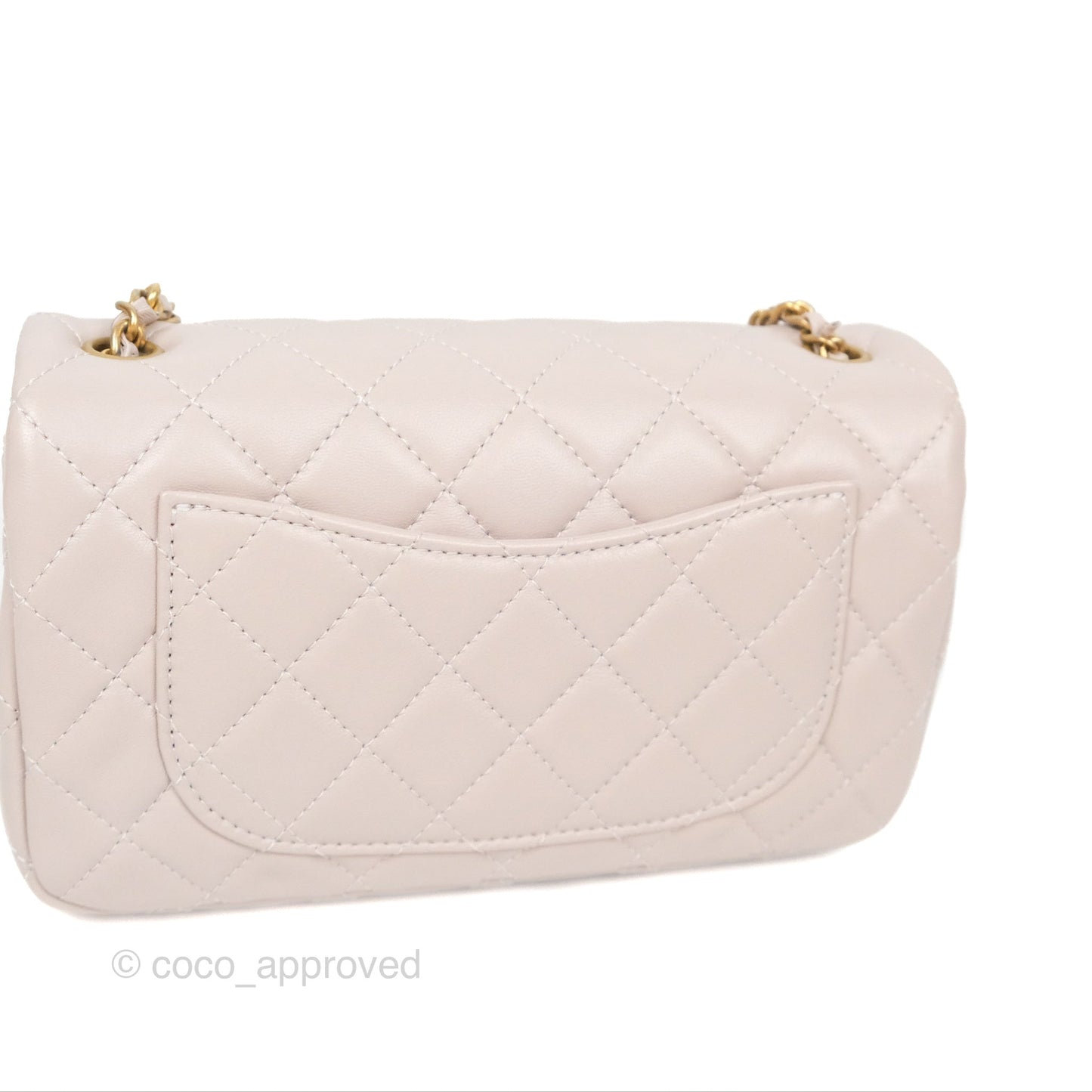 Chanel Mini Rectangular Pearl Crush Light Lilac Lambskin Aged Gold Hardware