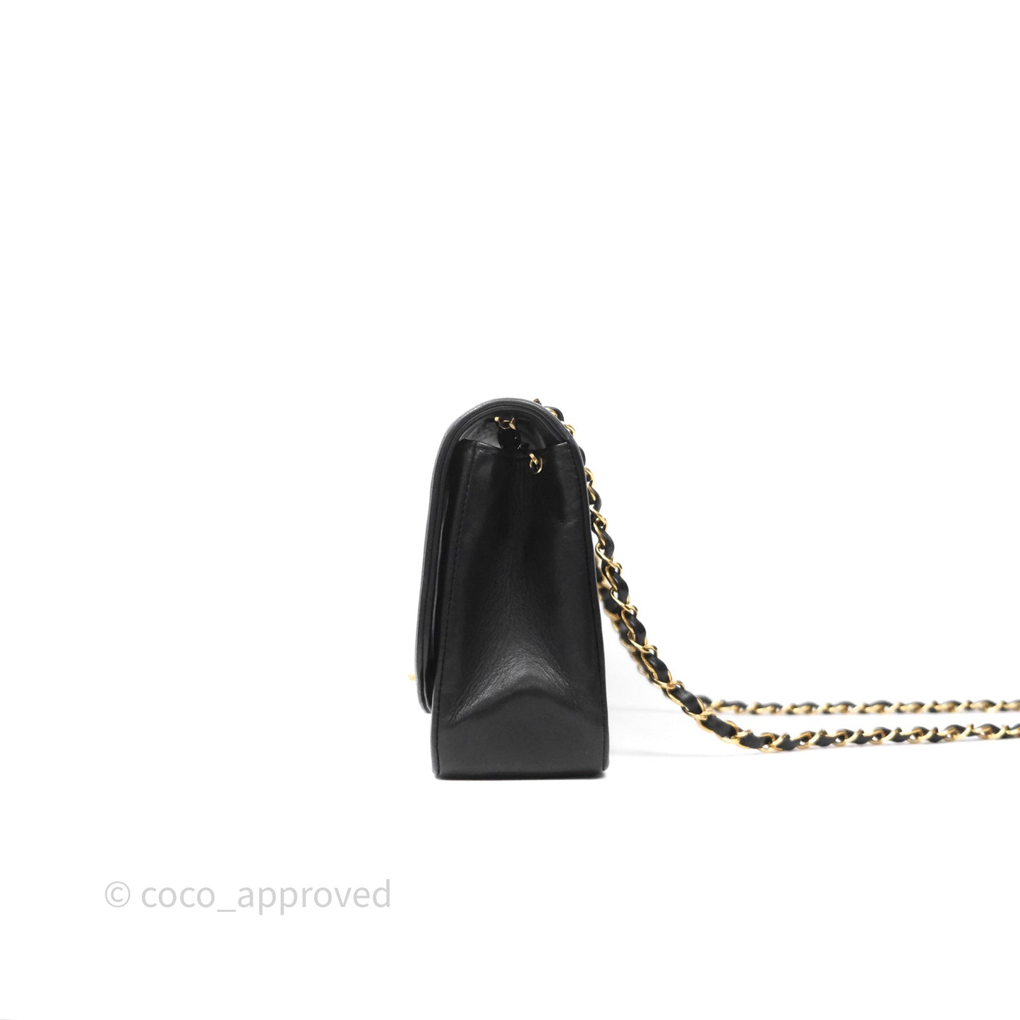 Chanel Vintage Medium Classic Diana Flap Bag Black Lambskin 24K Gold Hardware