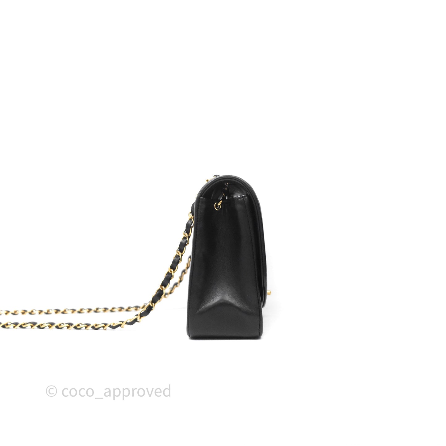Chanel Vintage Medium Classic Diana Flap Bag Black Lambskin 24K Gold Hardware