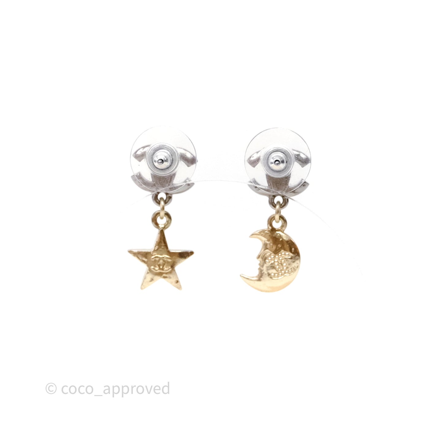 Chanel CC Crystals Moon Star Drop Earrings 17B
