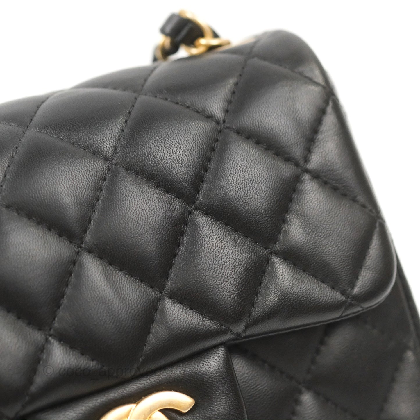 Chanel Mini Square Black Lambskin Gold Hardware