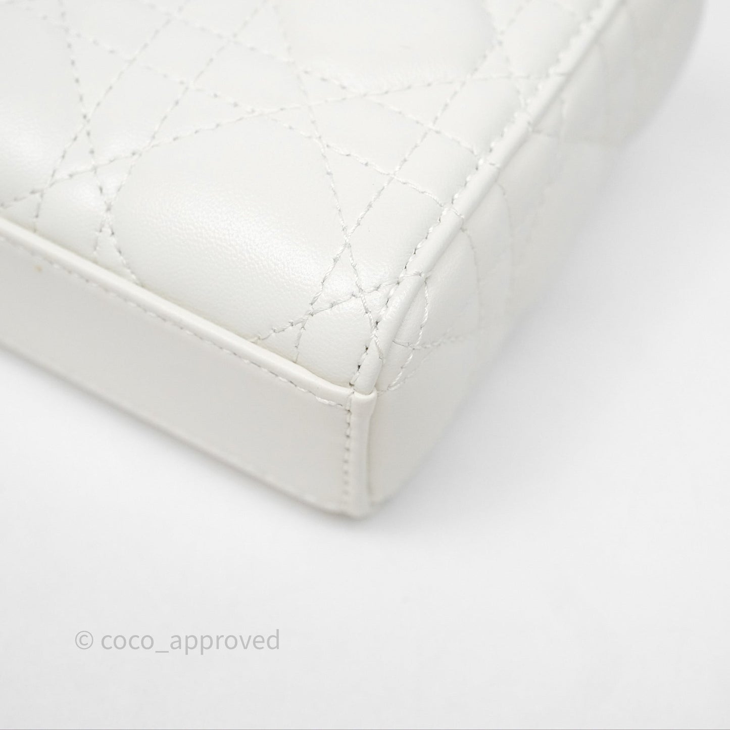 Dior Small Lady D-Joy Bag Ivory White Lambskin Cannage Gold Hardware