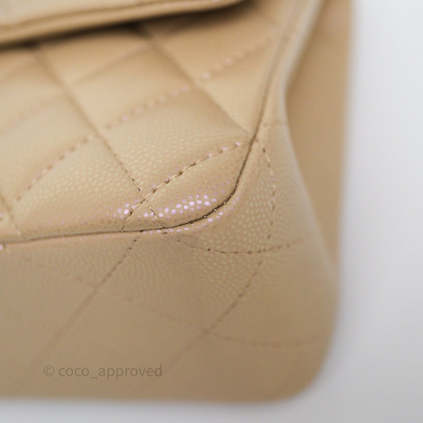 Chanel Classic M/L Medium Flap Quilted Iridescent Dark Beige Caviar Gold Hardware 21S