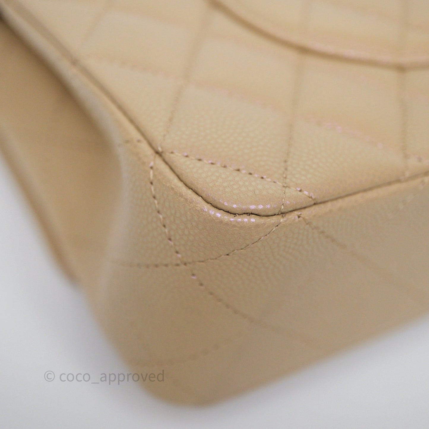 Chanel Classic M/L Medium Flap Quilted Iridescent Dark Beige Caviar Gold Hardware 21S