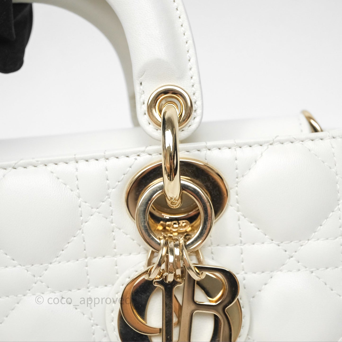 Dior Small Lady D-Joy Bag Ivory White Lambskin Cannage Gold Hardware