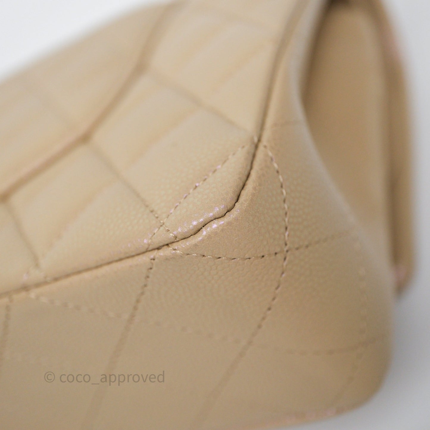 Chanel Classic M/L Medium Flap Quilted Iridescent Dark Beige Caviar Gold Hardware 21S