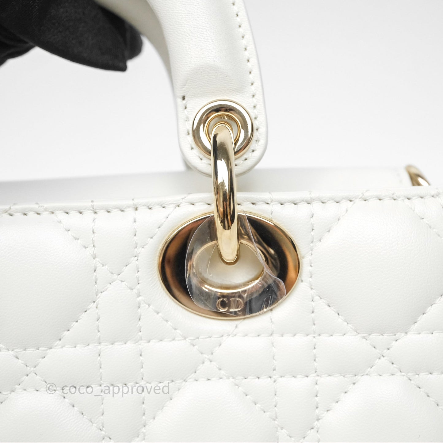 Dior Small Lady D-Joy Bag Ivory White Lambskin Cannage Gold Hardware