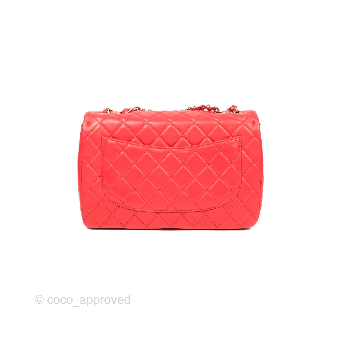 Chanel Jumbo Single Flap Quilted Red Lambskin Gold Hardware
