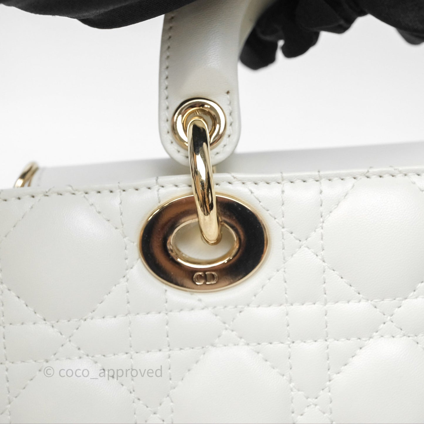 Dior Small Lady D-Joy Bag Ivory White Lambskin Cannage Gold Hardware