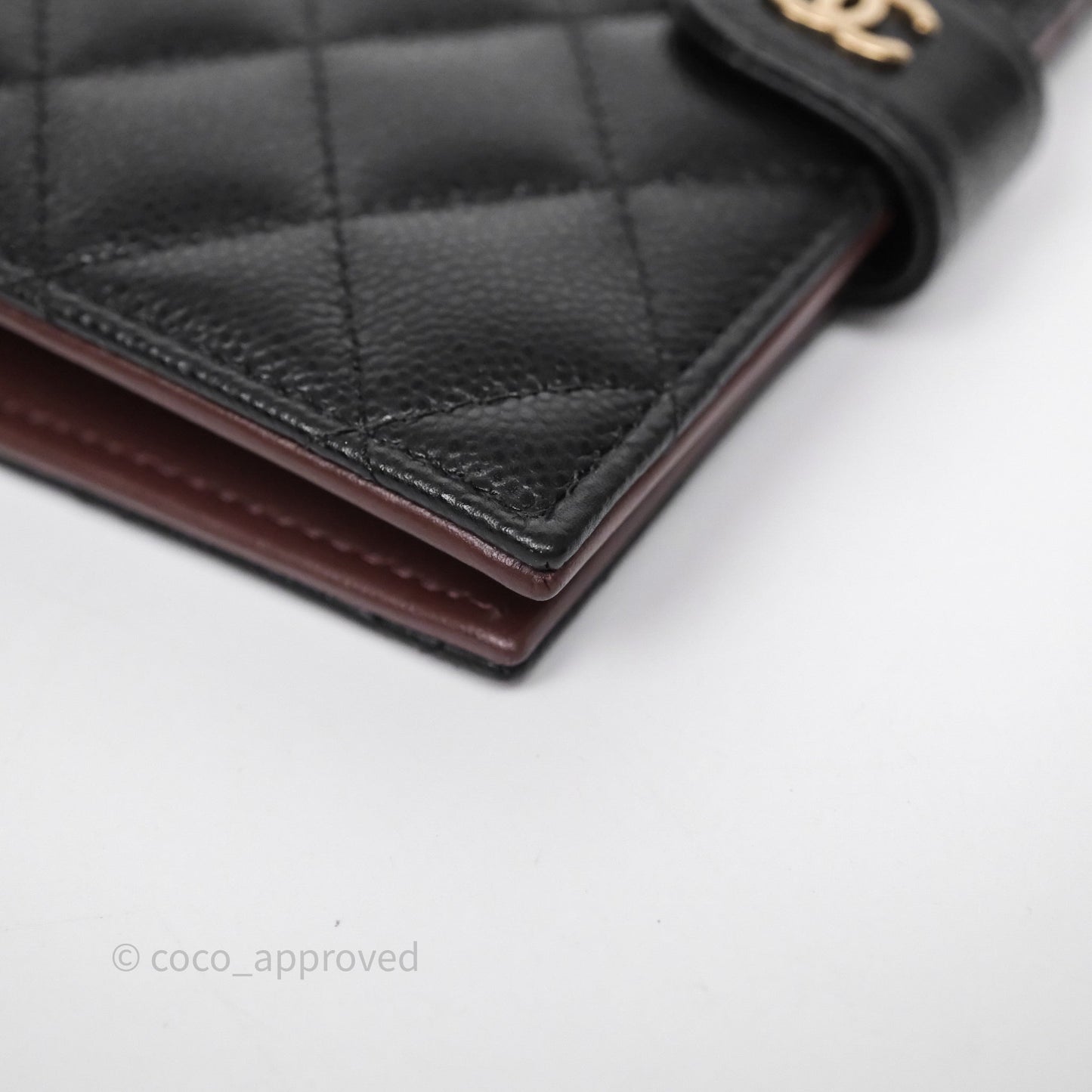 Chanel Classic Quilted Passport Holder Black Caviar Gold Hardware