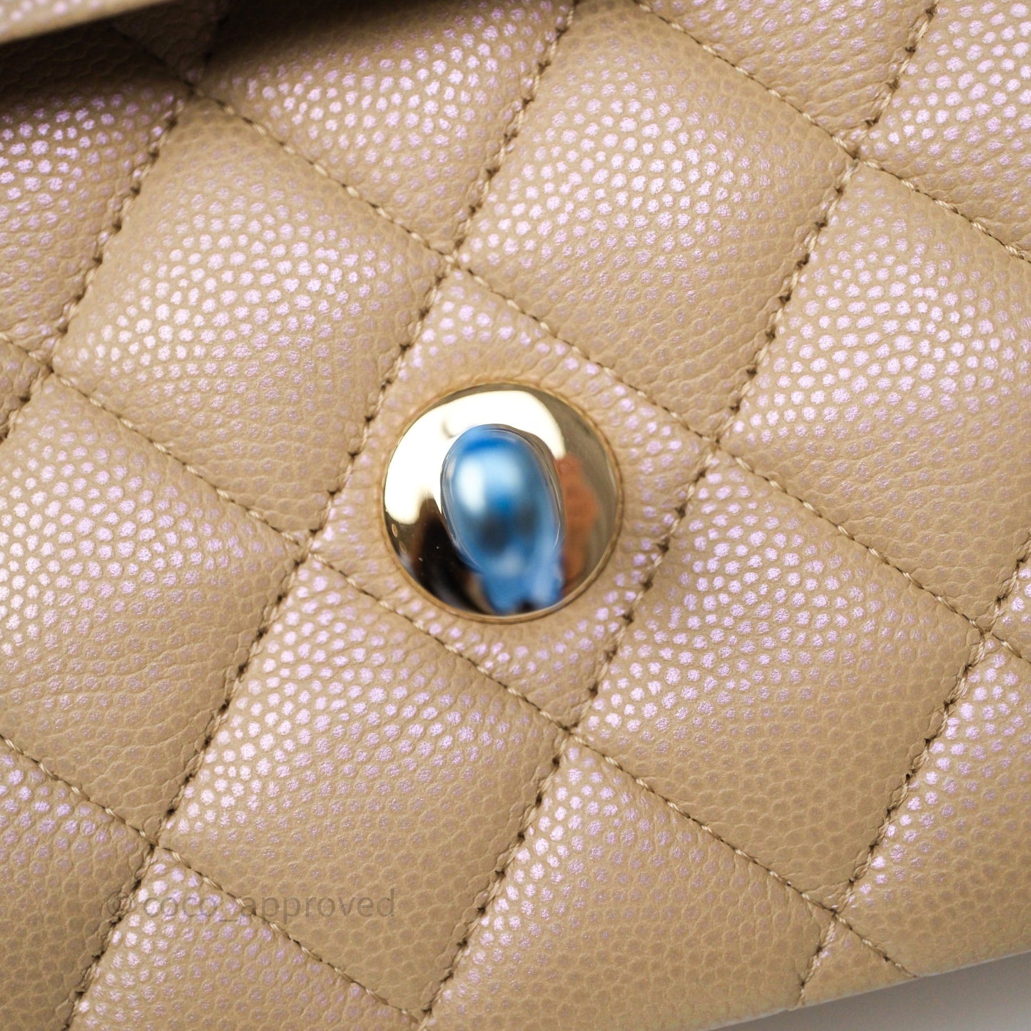 Chanel Classic M/L Medium Flap Quilted Iridescent Dark Beige Caviar Gold Hardware 21S