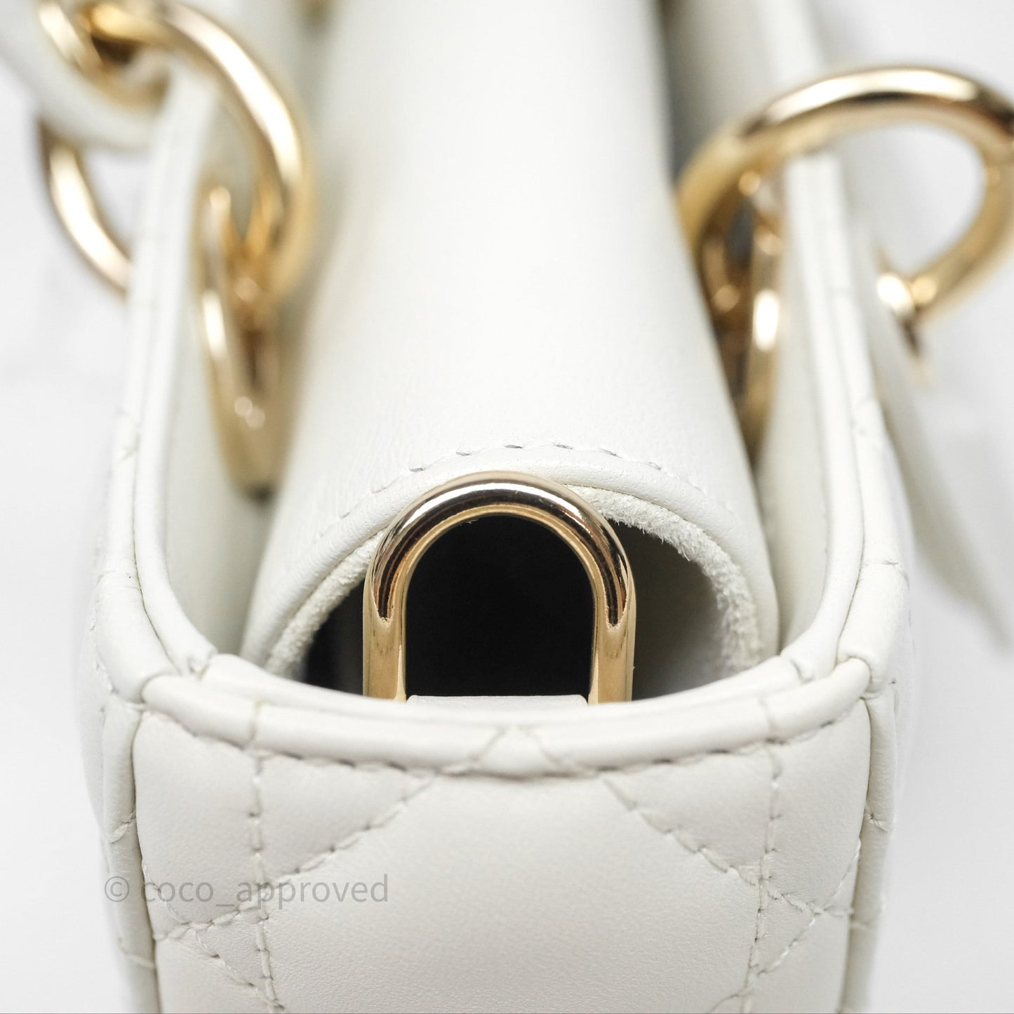 Dior Small Lady D-Joy Bag Ivory White Lambskin Cannage Gold Hardware