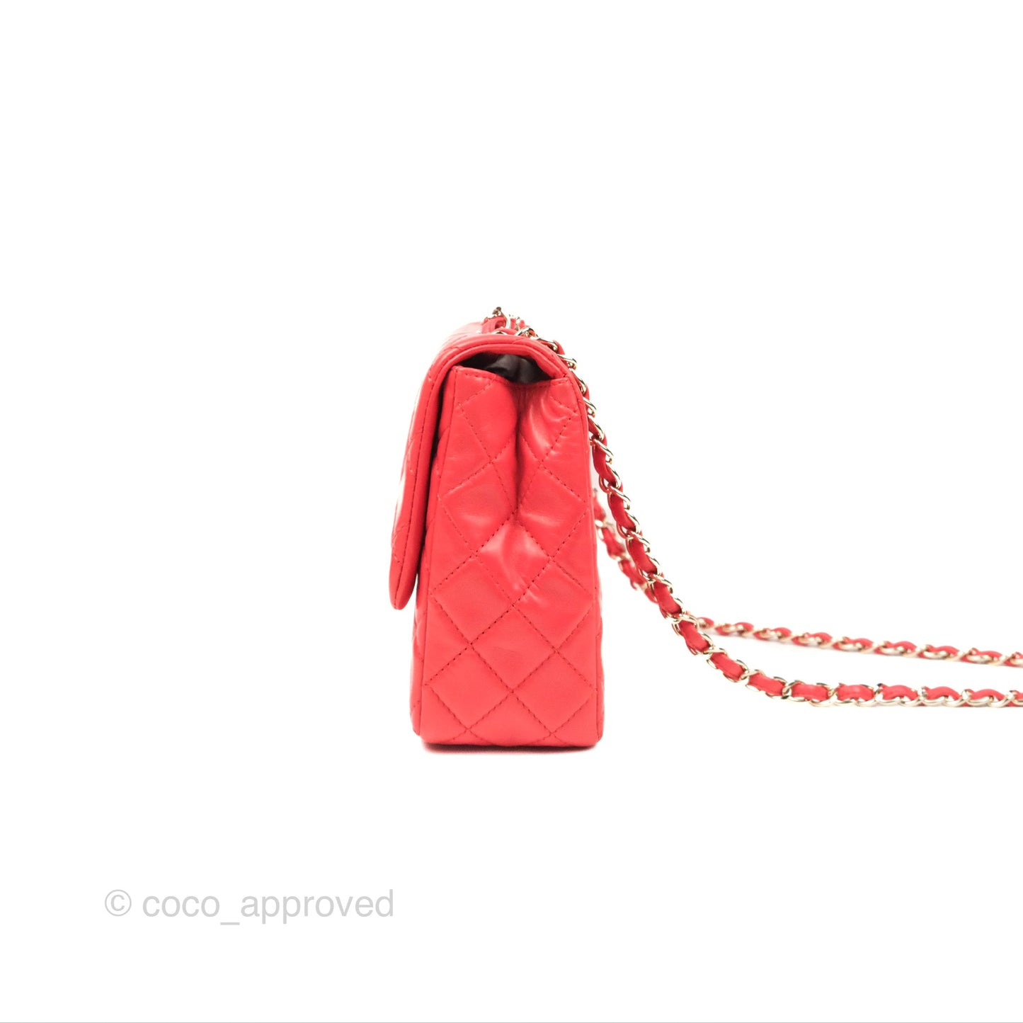 Chanel Jumbo Single Flap Quilted Red Lambskin Gold Hardware
