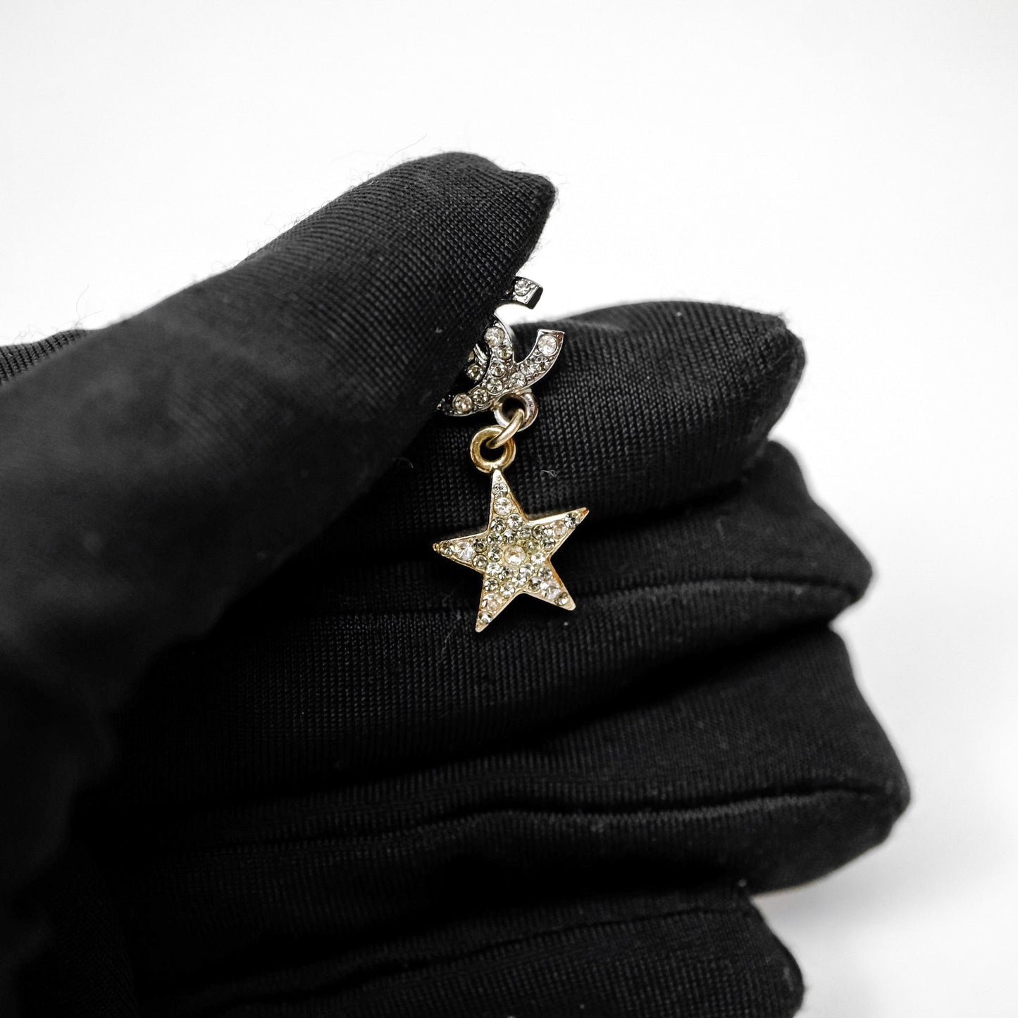 Chanel CC Crystals Moon Star Drop Earrings 17B