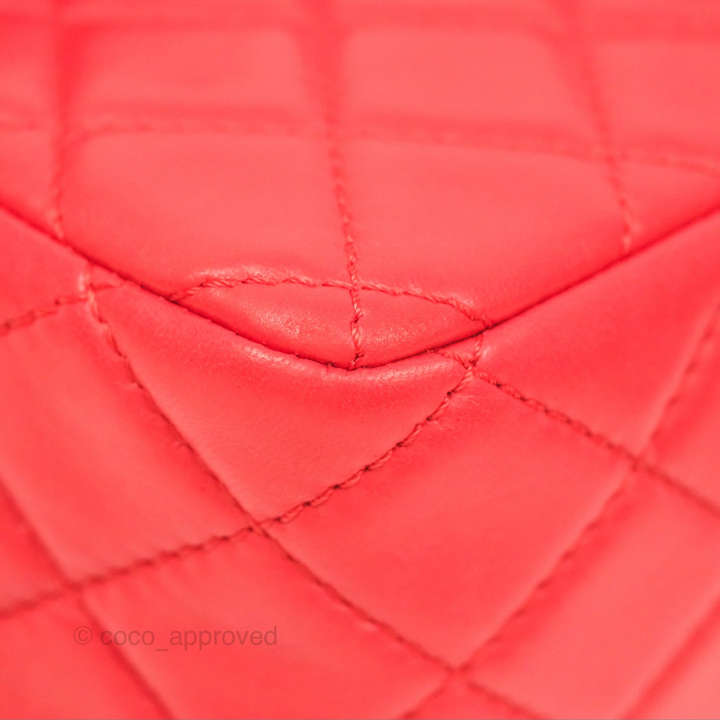 Chanel Jumbo Single Flap Quilted Red Lambskin Gold Hardware