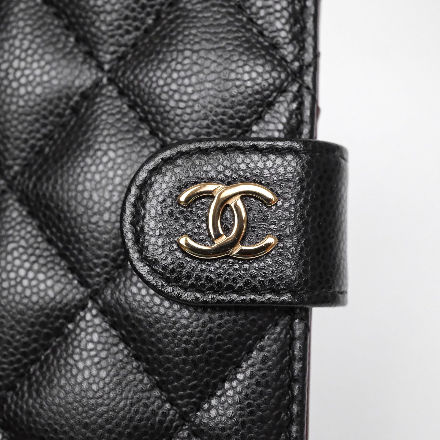 Chanel Classic Quilted Passport Holder Black Caviar Gold Hardware