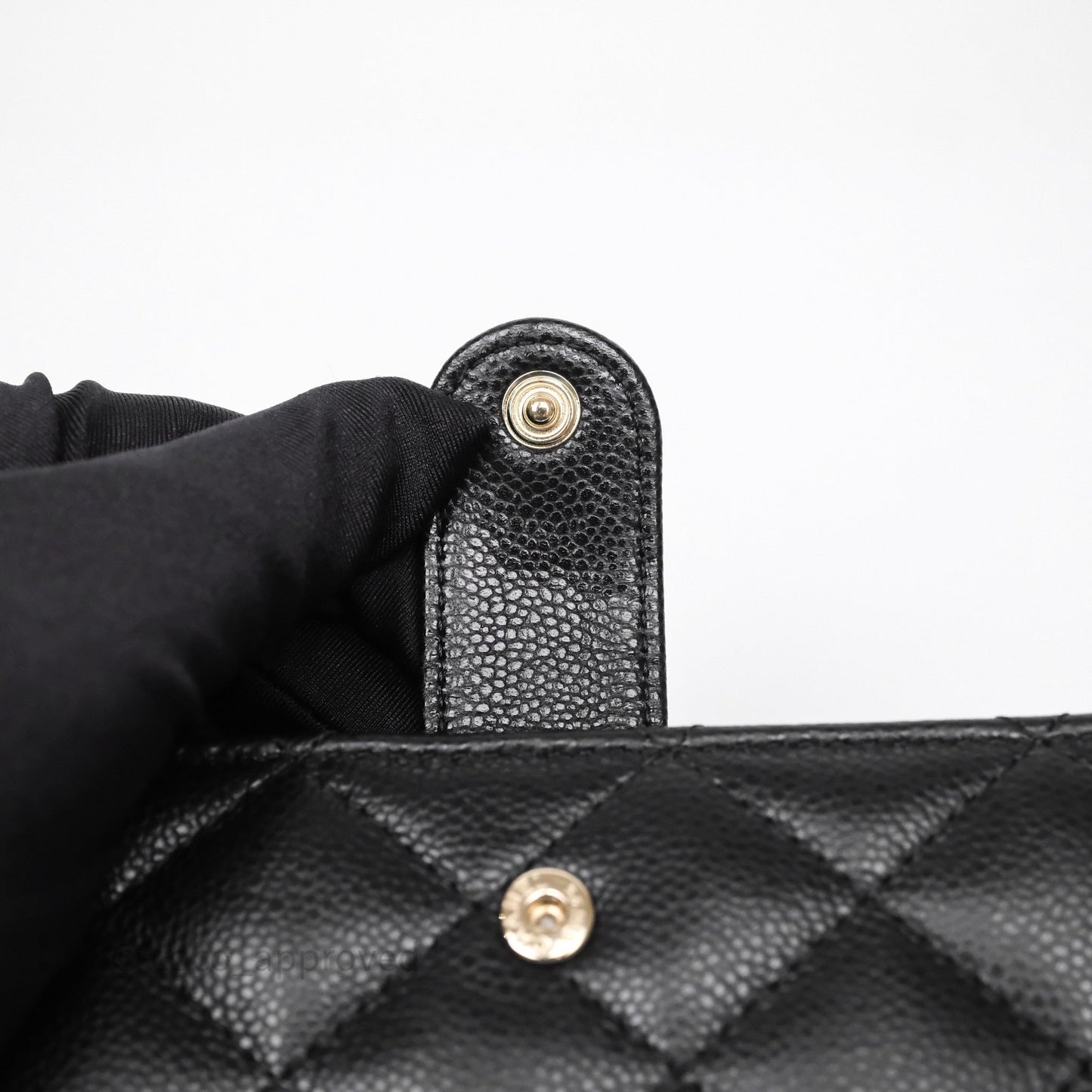 Chanel Classic Quilted Passport Holder Black Caviar Gold Hardware