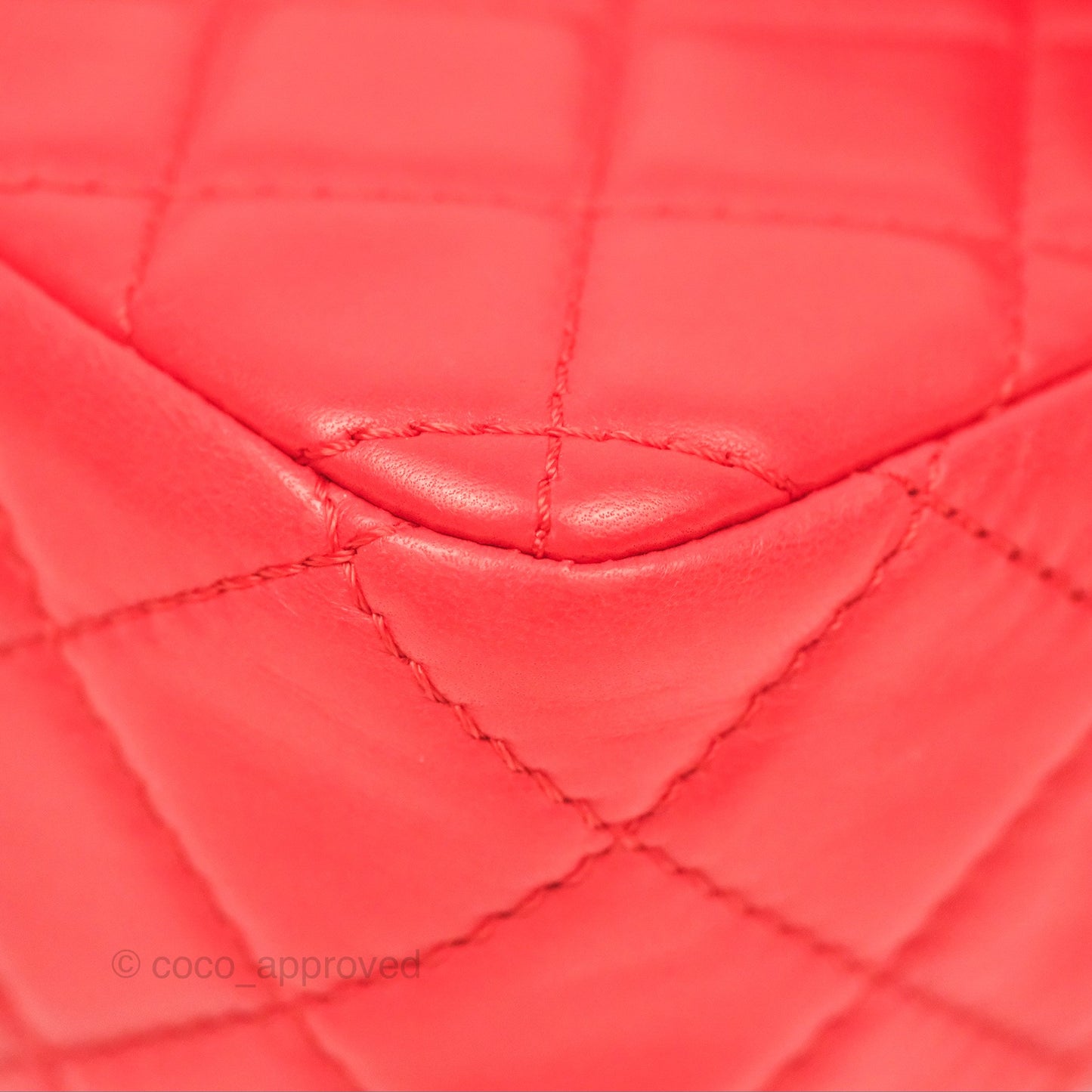 Chanel Jumbo Single Flap Quilted Red Lambskin Gold Hardware