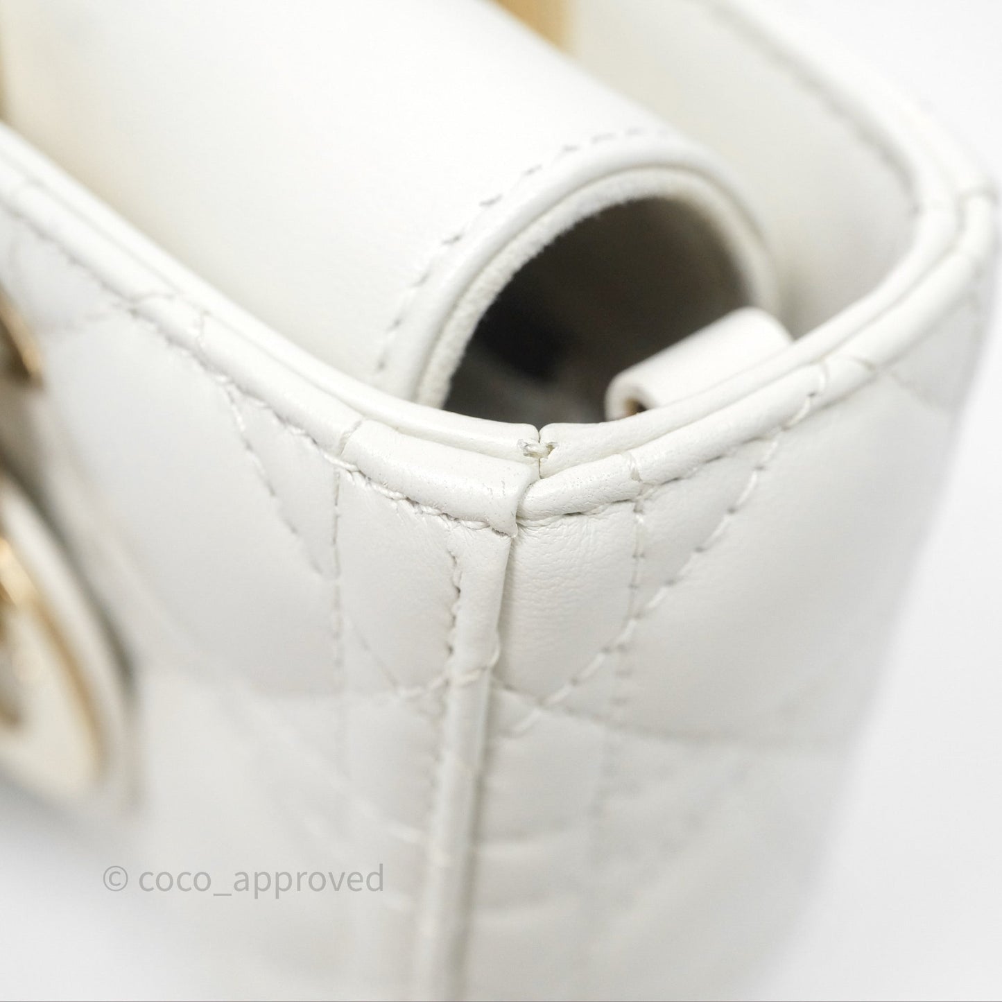 Dior Small Lady D-Joy Bag Ivory White Lambskin Cannage Gold Hardware