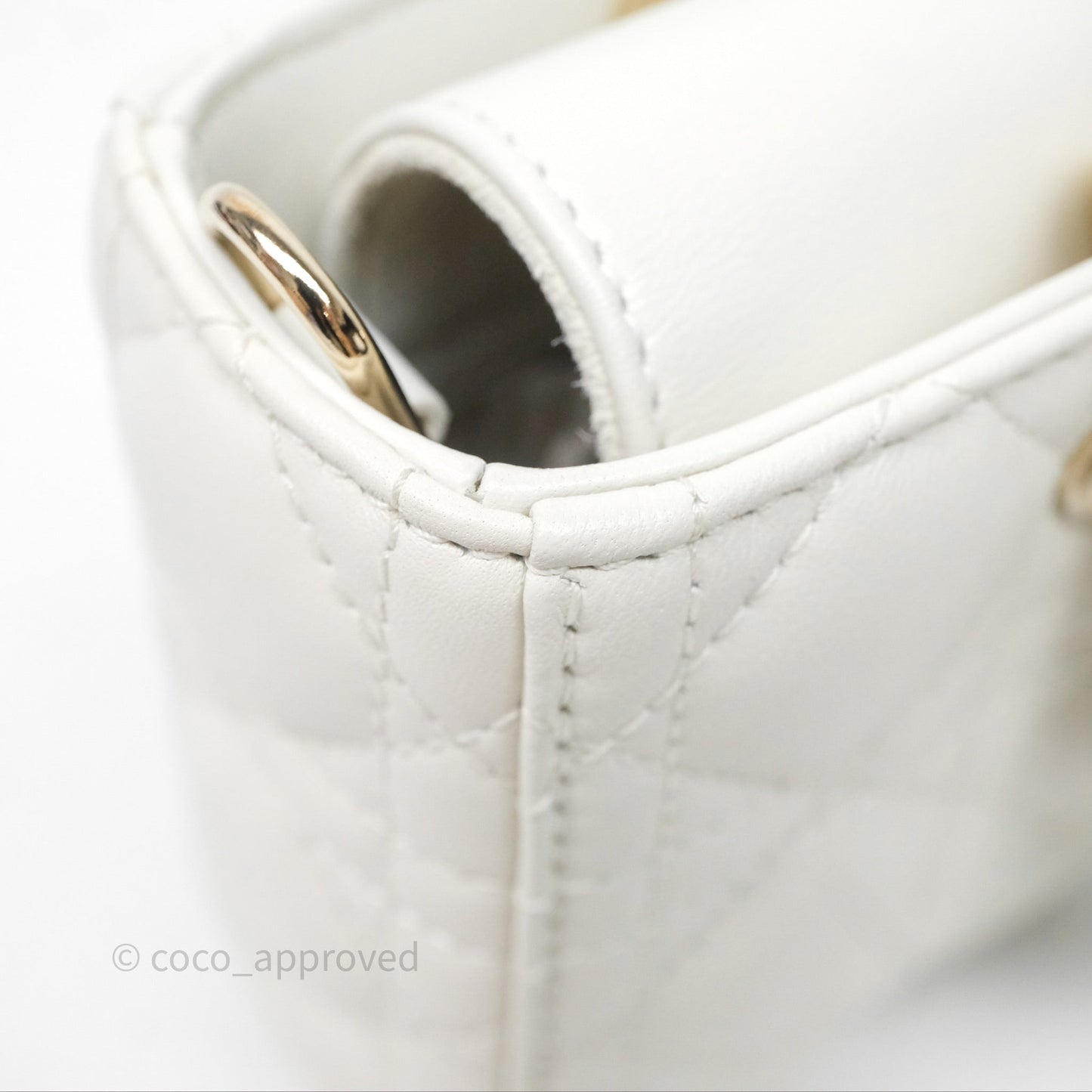 Dior Small Lady D-Joy Bag Ivory White Lambskin Cannage Gold Hardware