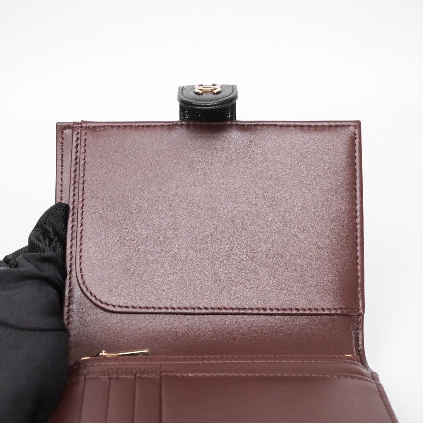 Chanel Classic Quilted Passport Holder Black Caviar Gold Hardware