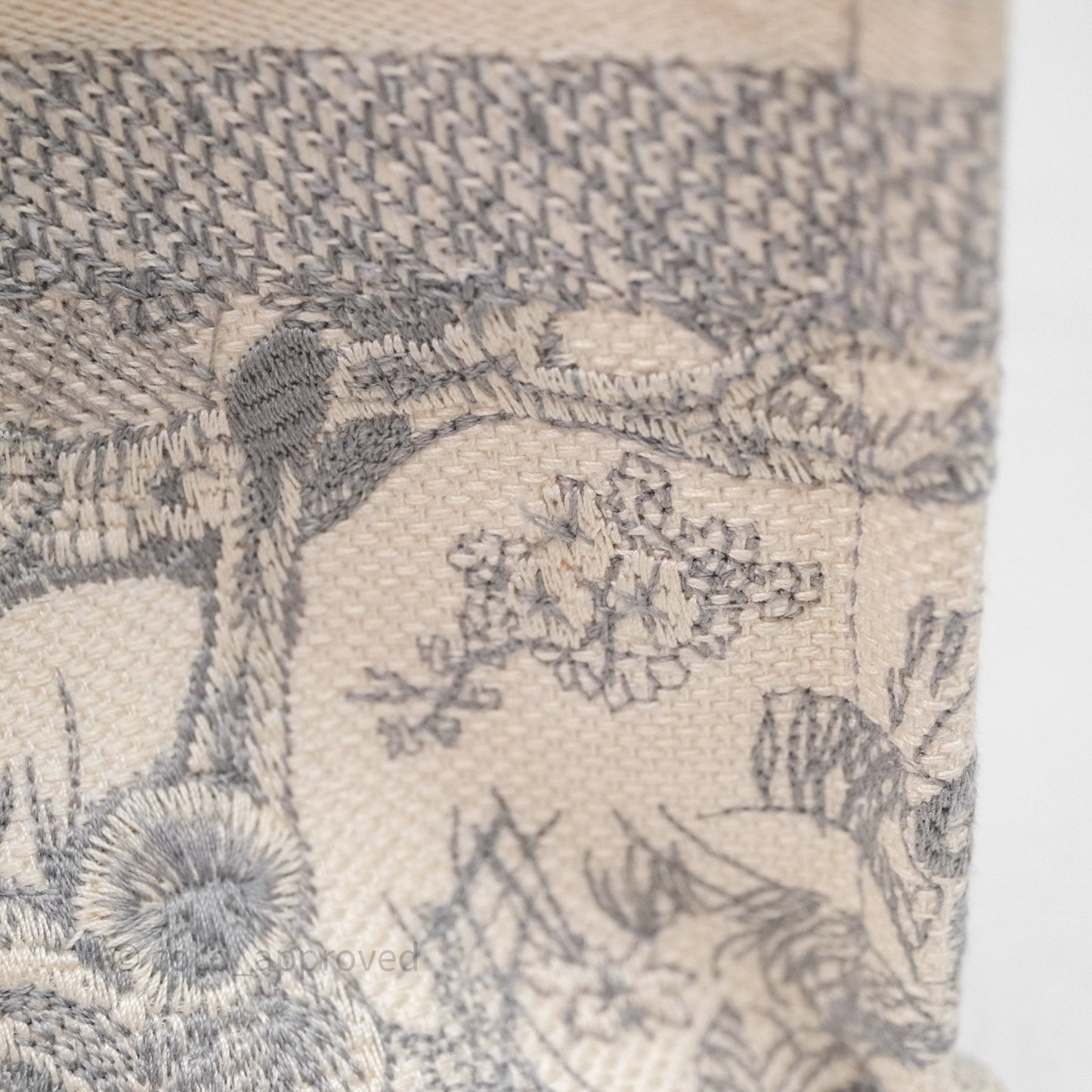 Christian Dior Medium (Old Small) Embroidered Toile De Jouy Light Grey Canvas Book Tote