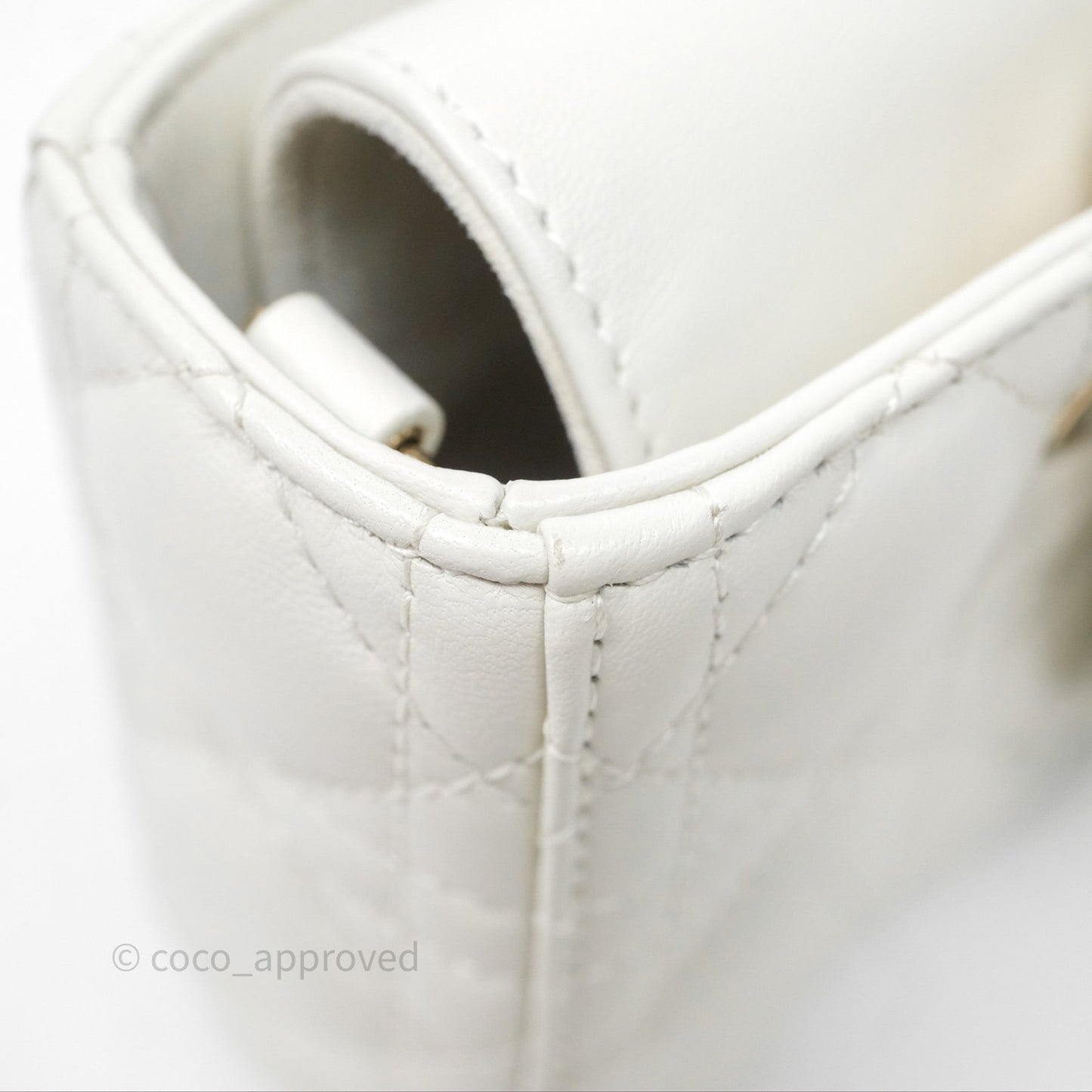 Dior Small Lady D-Joy Bag Ivory White Lambskin Cannage Gold Hardware