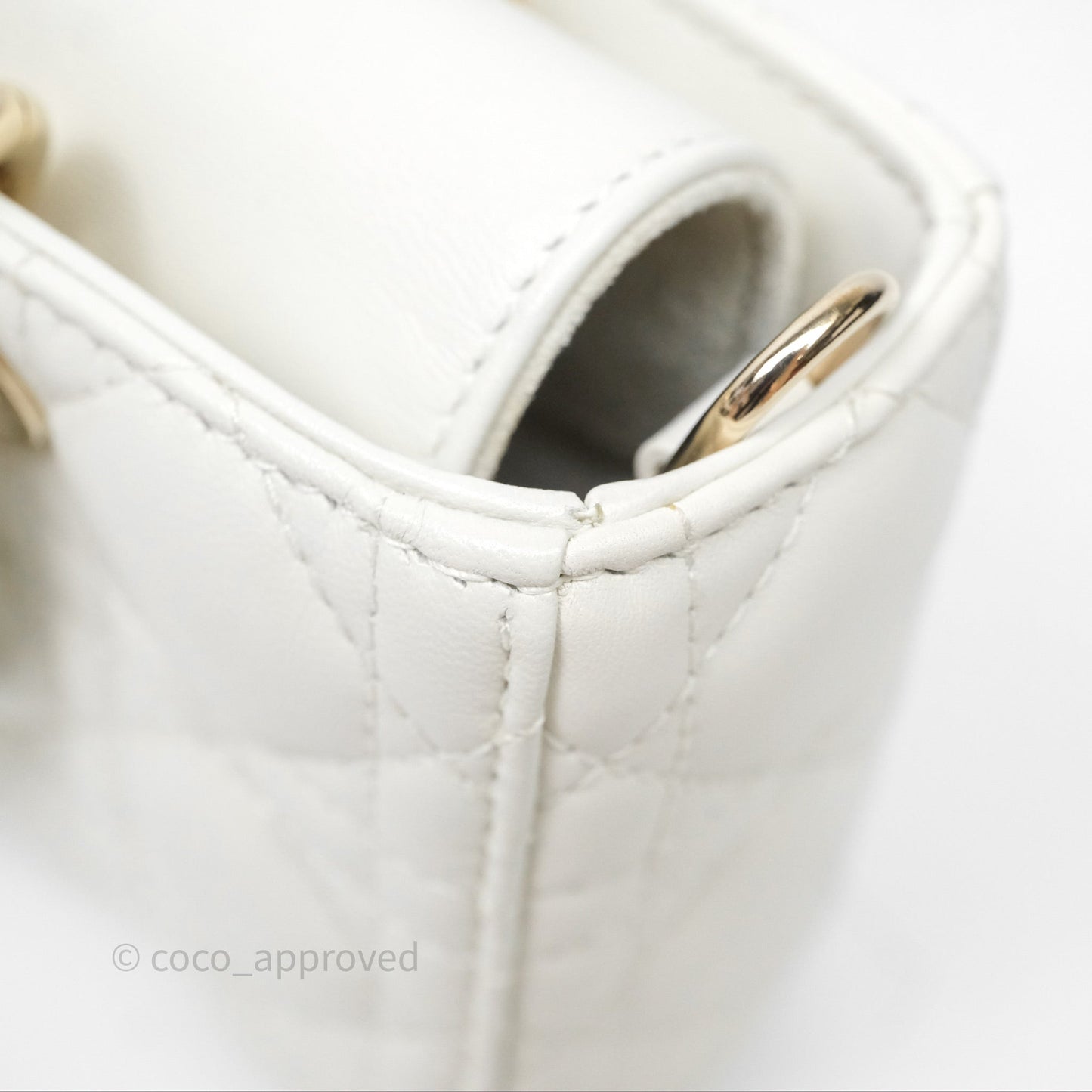 Dior Small Lady D-Joy Bag Ivory White Lambskin Cannage Gold Hardware