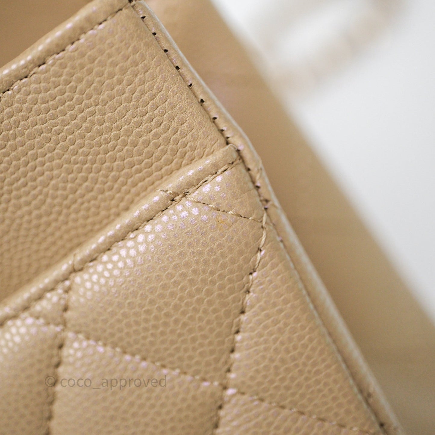 Chanel Classic M/L Medium Flap Quilted Iridescent Dark Beige Caviar Gold Hardware 21S