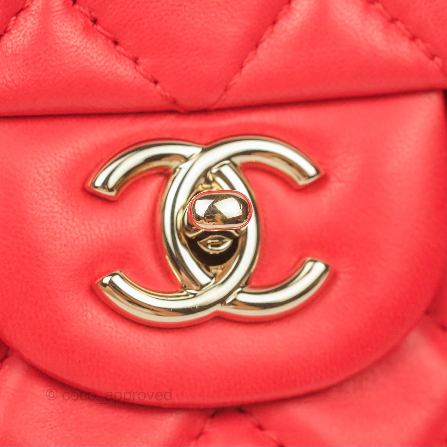 Chanel Jumbo Single Flap Quilted Red Lambskin Gold Hardware