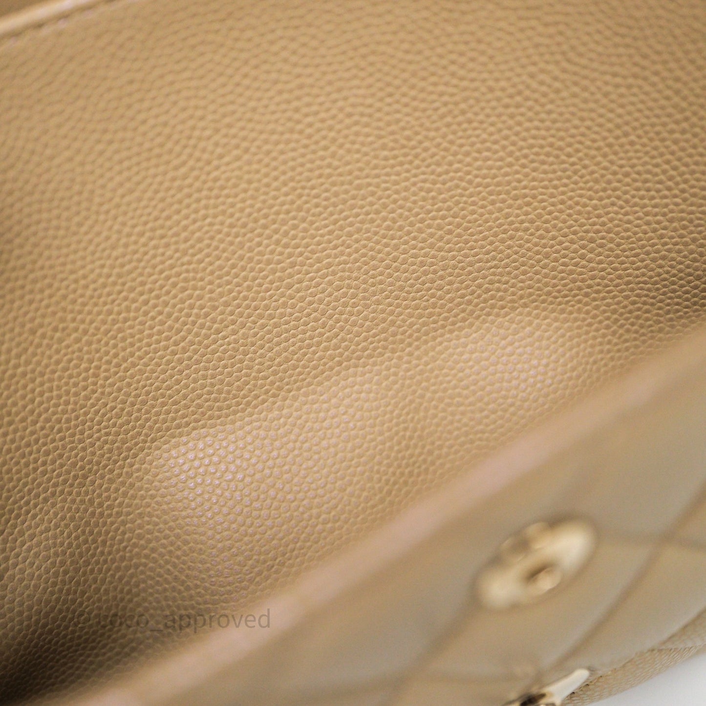 Chanel Classic M/L Medium Flap Quilted Iridescent Dark Beige Caviar Gold Hardware 21S