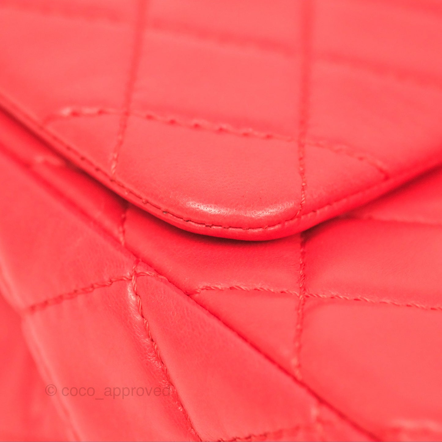 Chanel Jumbo Single Flap Quilted Red Lambskin Gold Hardware