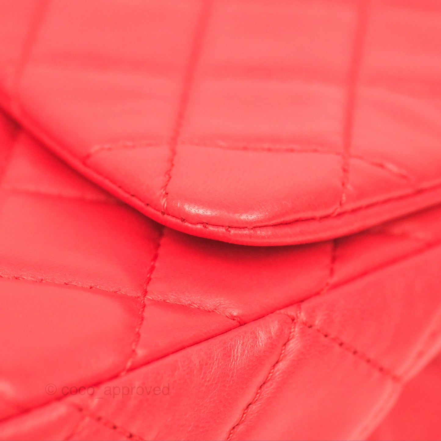Chanel Jumbo Single Flap Quilted Red Lambskin Gold Hardware