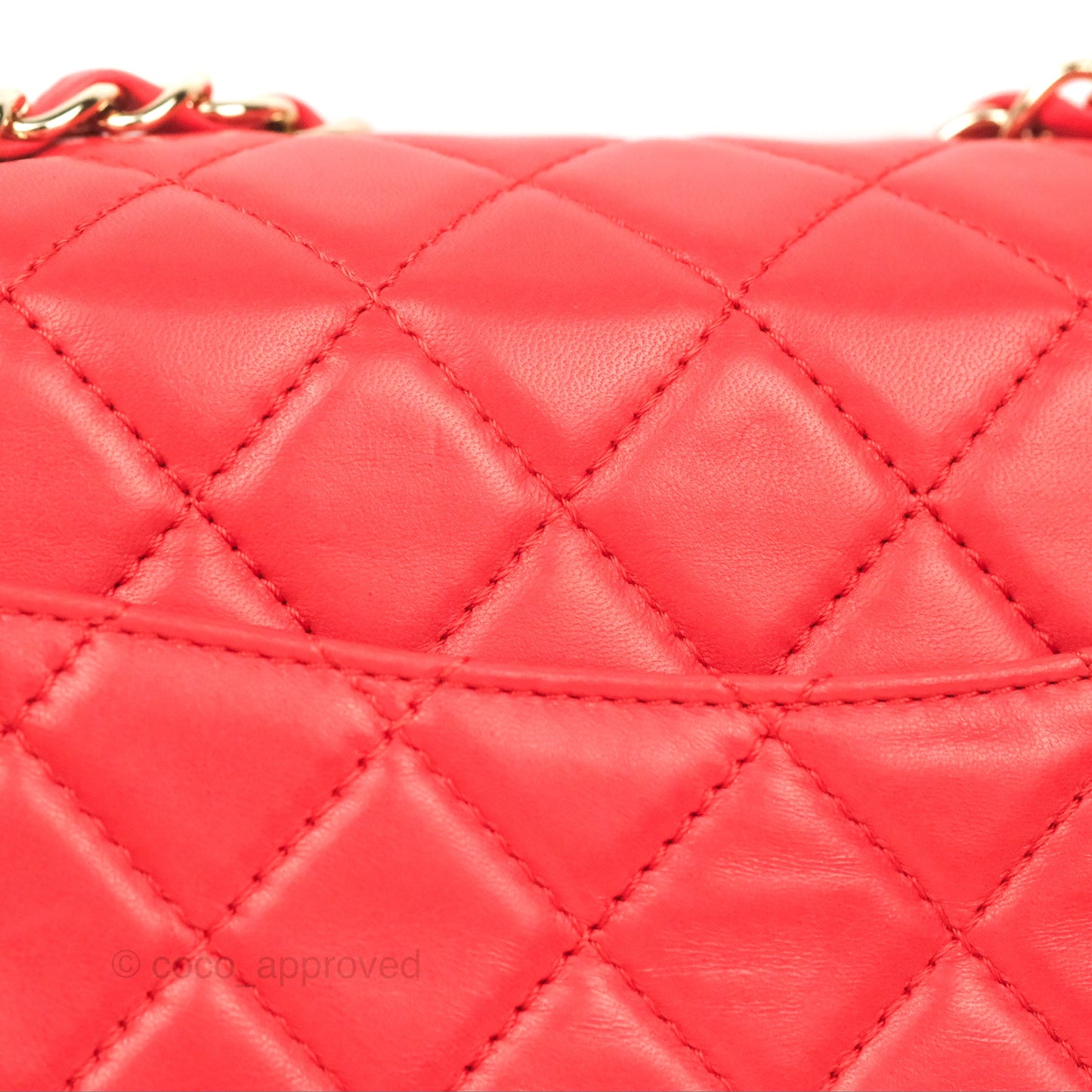 Chanel Jumbo Single Flap Quilted Red Lambskin Gold Hardware