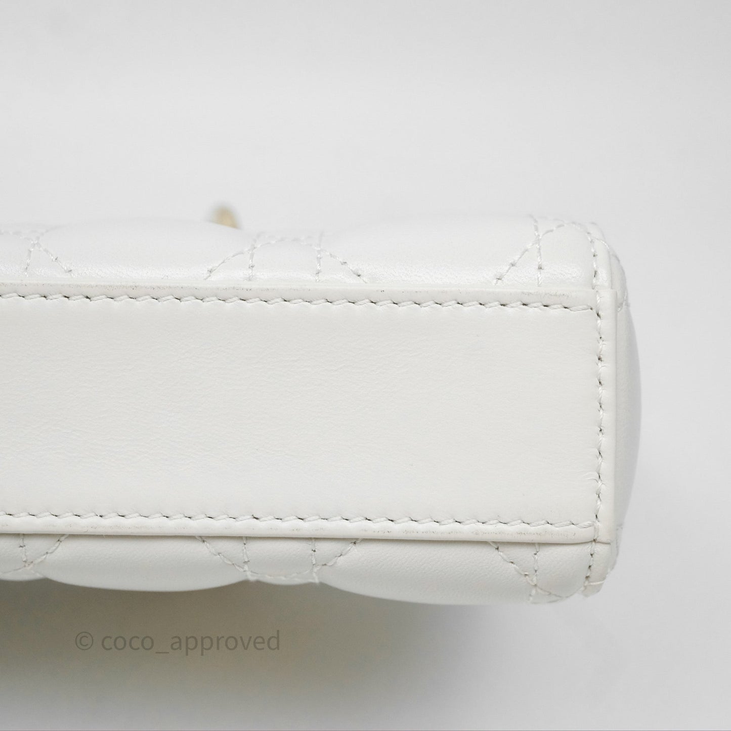Dior Small Lady D-Joy Bag Ivory White Lambskin Cannage Gold Hardware