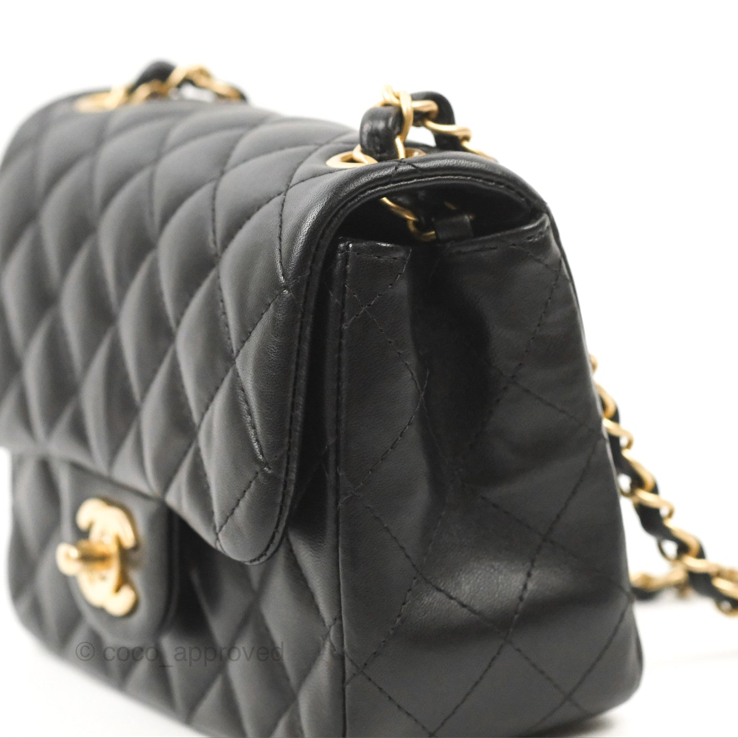 Chanel Mini Square Black Lambskin Gold Hardware