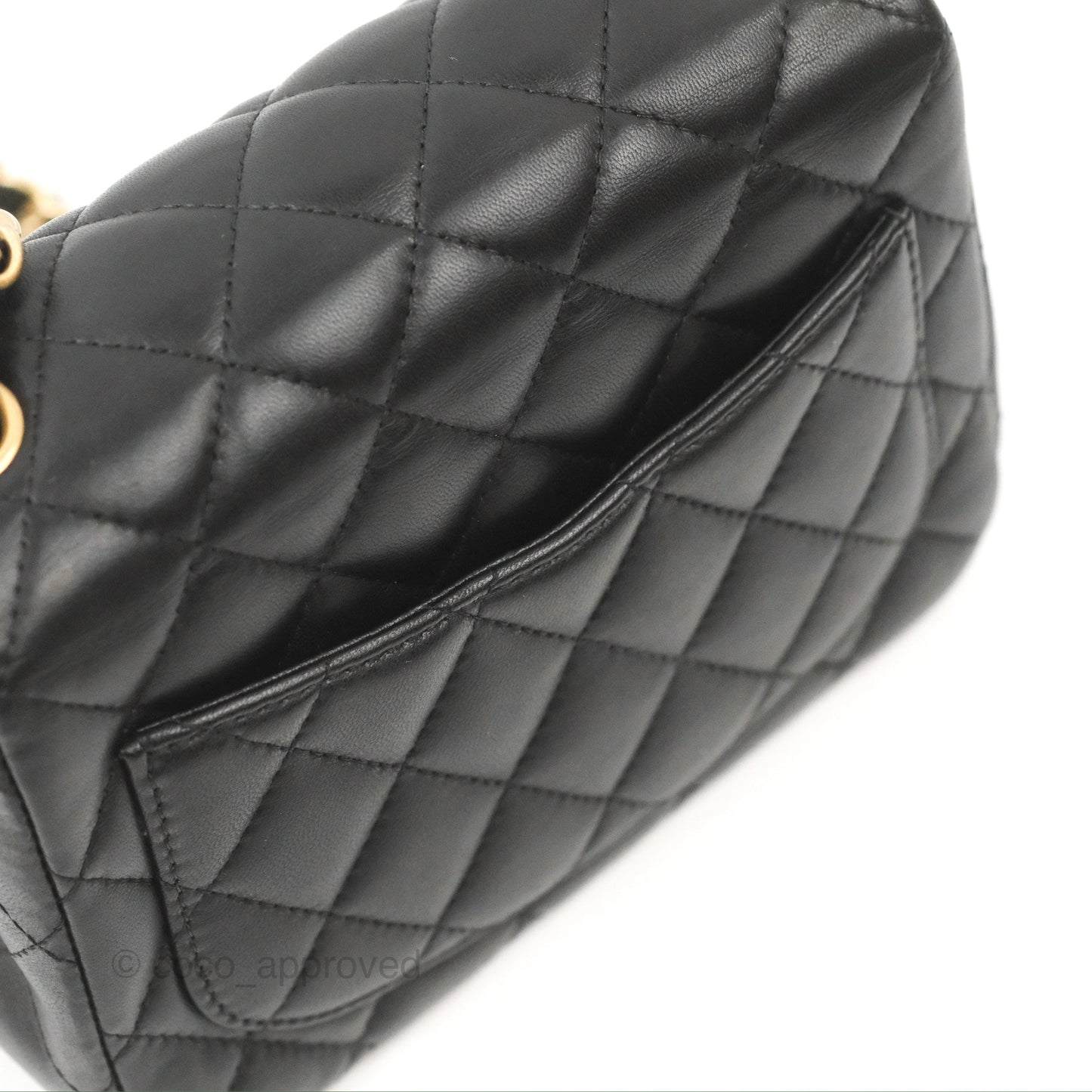Chanel Mini Square Black Lambskin Gold Hardware