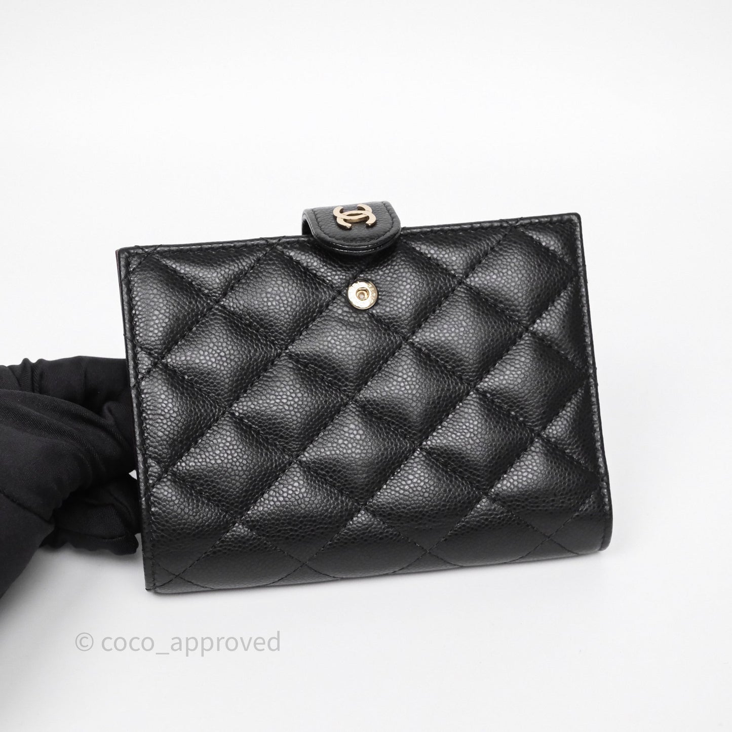 Chanel Classic Quilted Passport Holder Black Caviar Gold Hardware