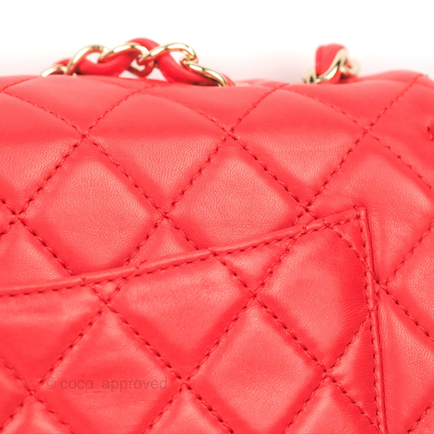 Chanel Jumbo Single Flap Quilted Red Lambskin Gold Hardware