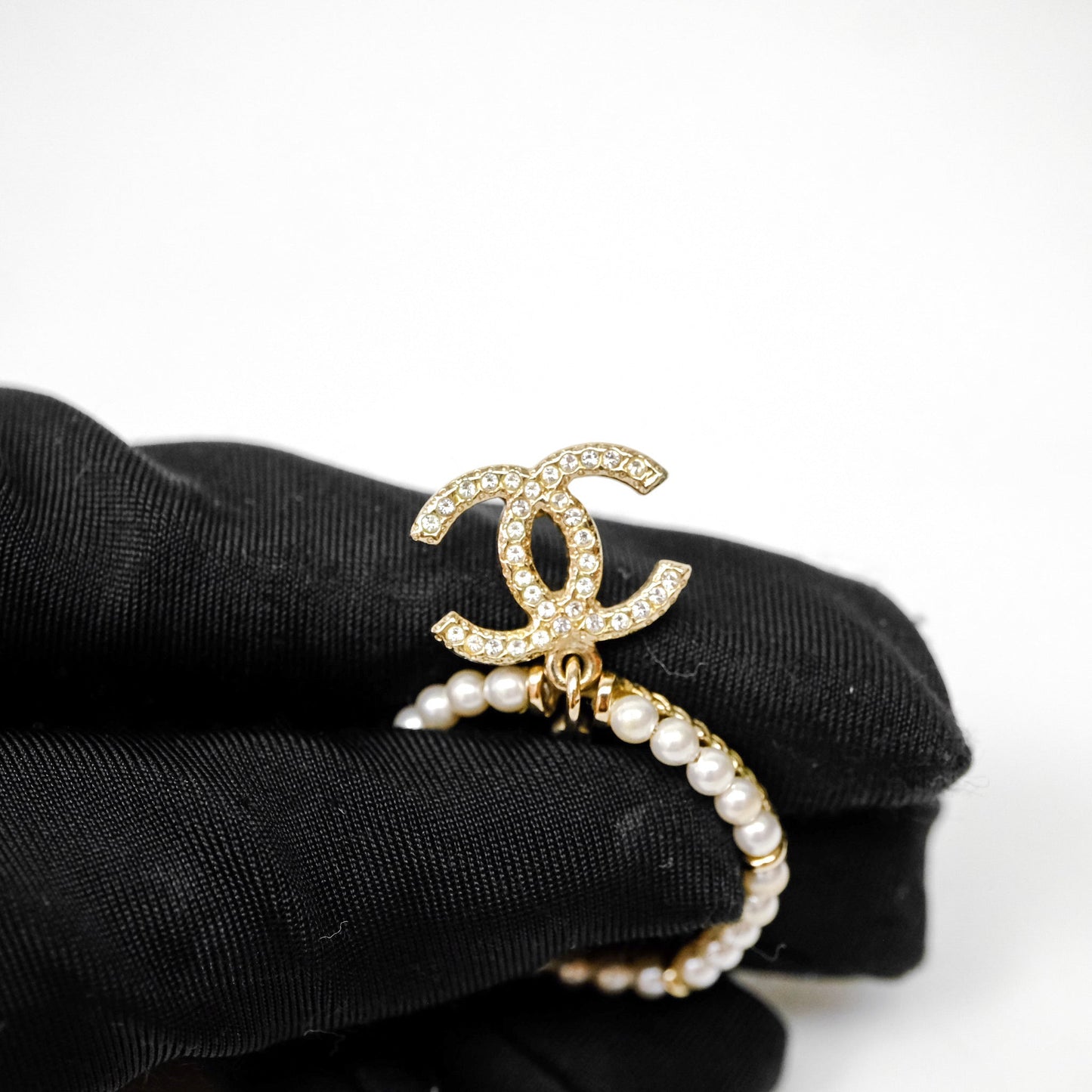 Chanel CC Crystal Pearl Ring No 5 Drop Earrings 20C