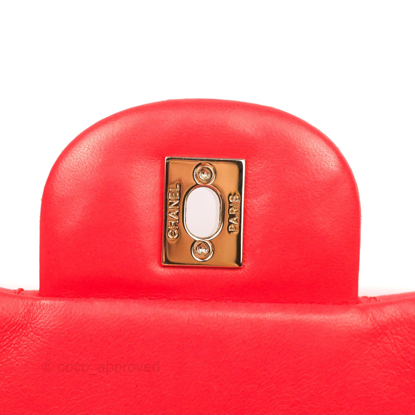 Chanel Jumbo Single Flap Quilted Red Lambskin Gold Hardware