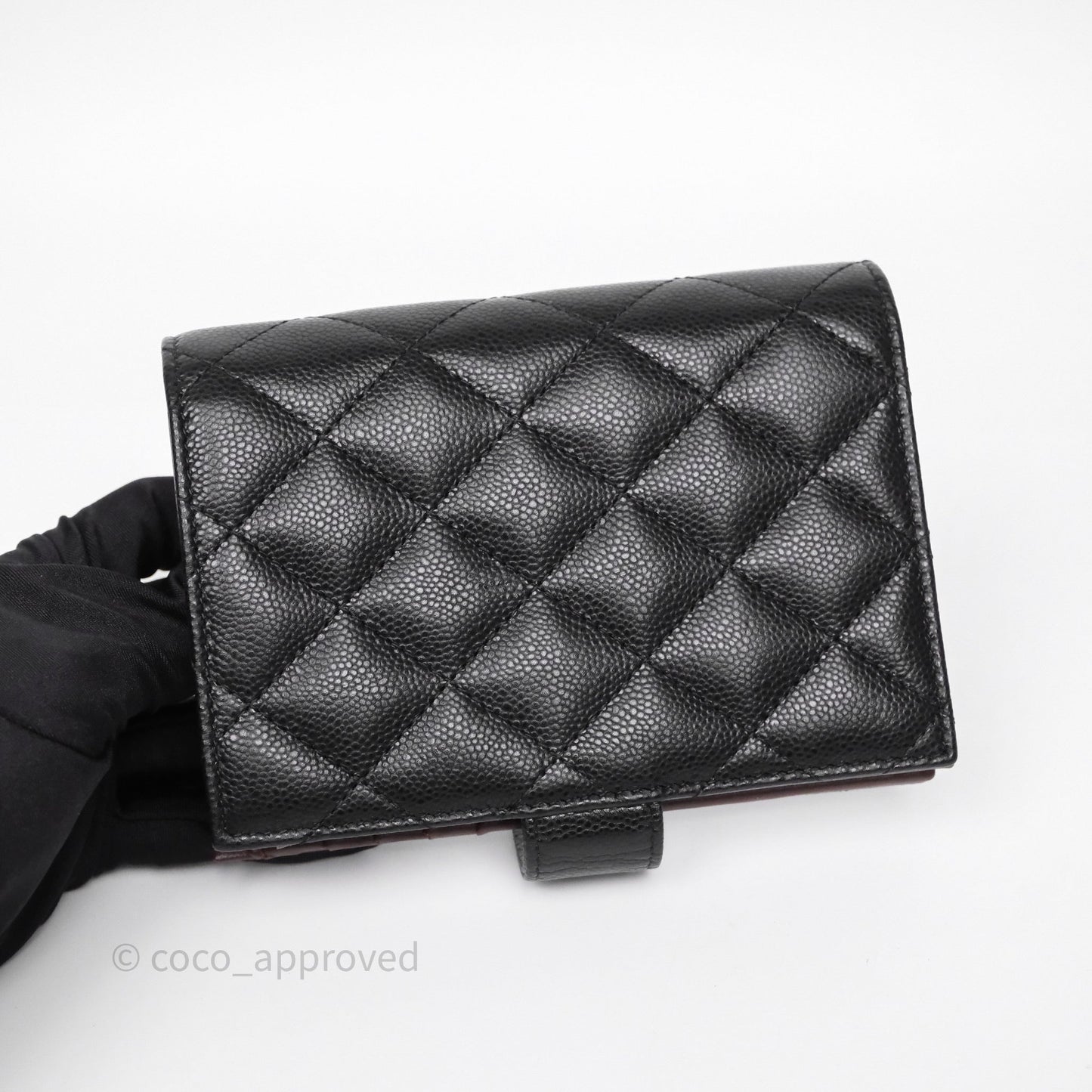 Chanel Classic Quilted Passport Holder Black Caviar Gold Hardware